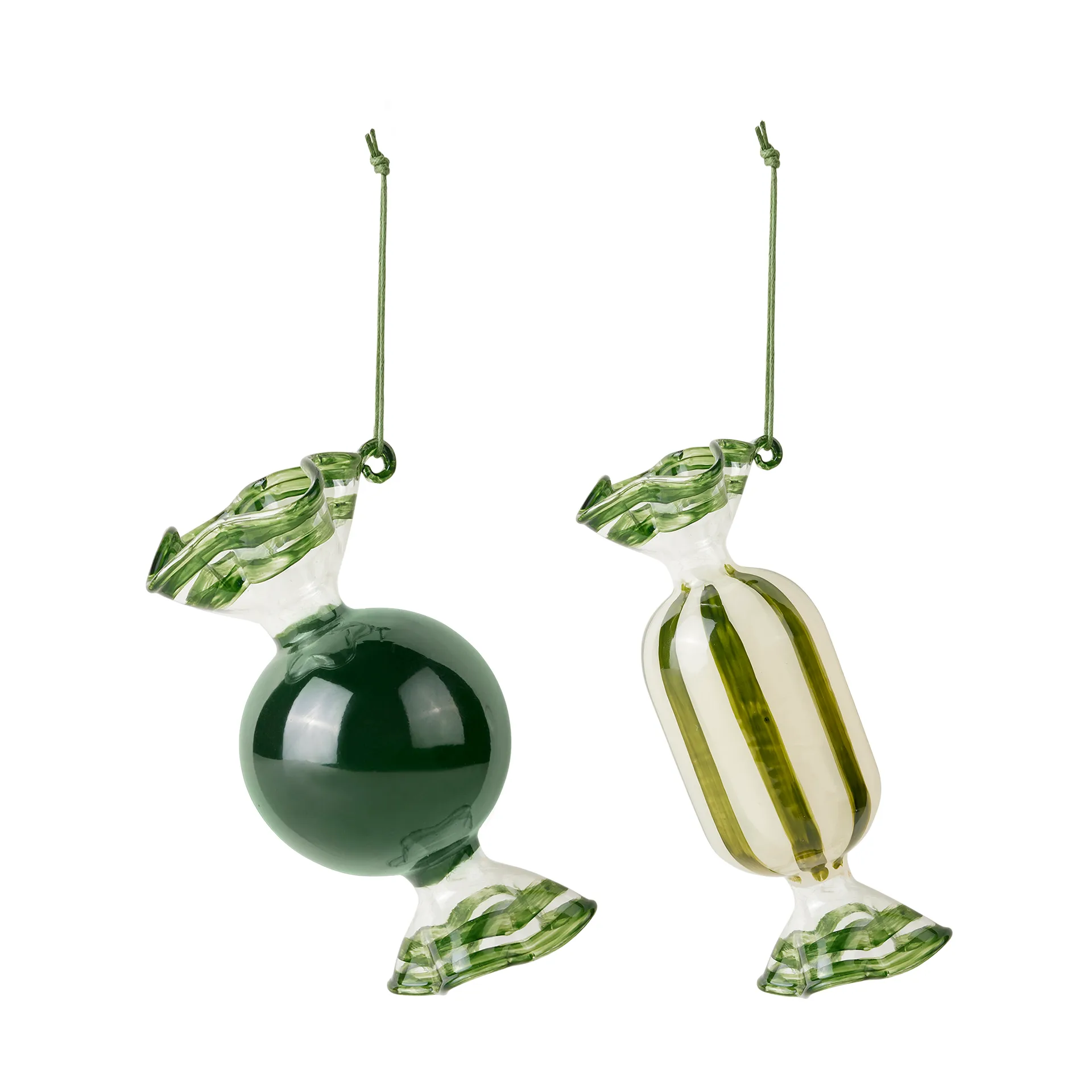 Broste Copenhagen Suspension de sapin de Noël Candy verre 2 pièces Forest green