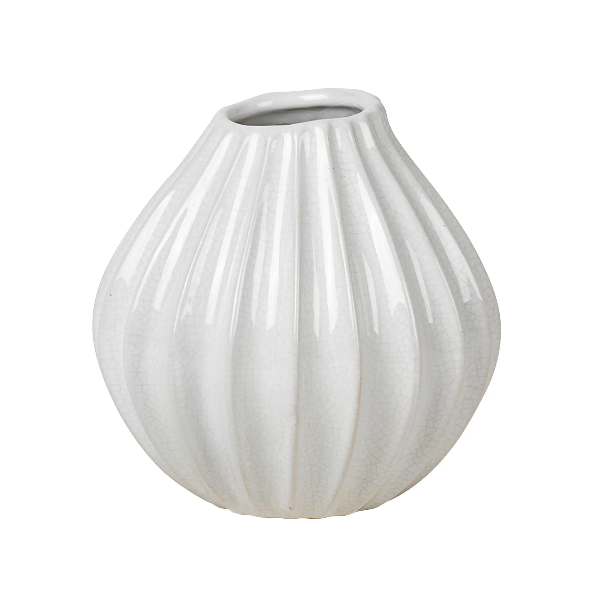 Vase Broste Copenhagen Wide hvid keramik Ø15 x H15 cm