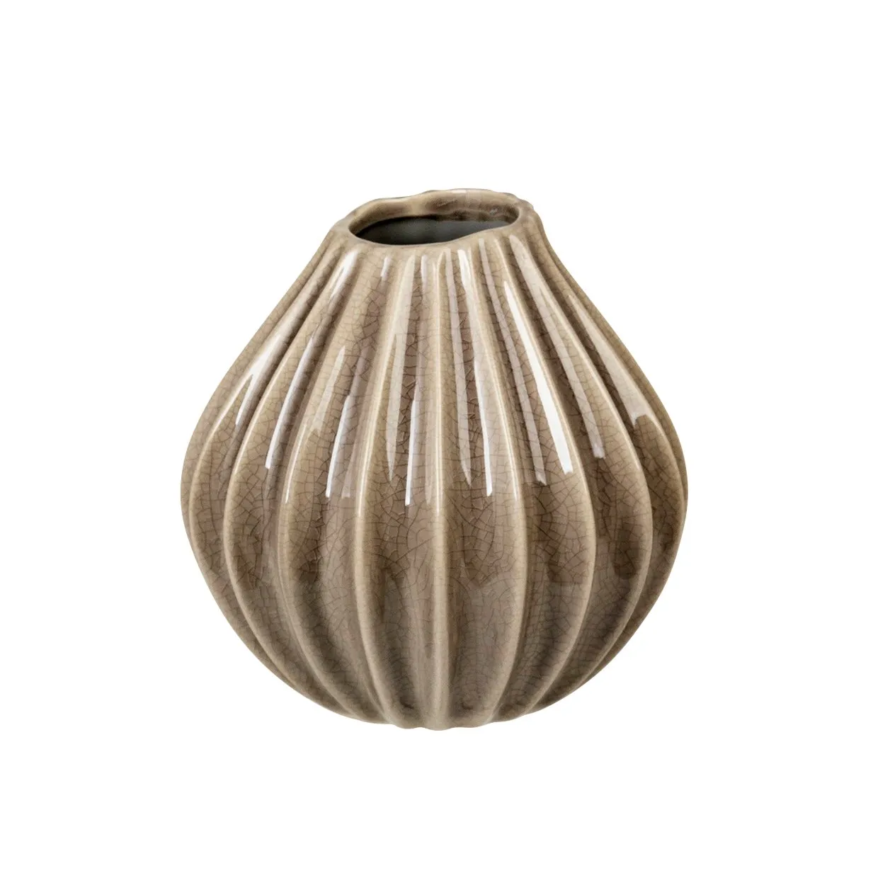 Keramisk dekorationsvase Broste Copenhagen Wide Ø15 cm brun