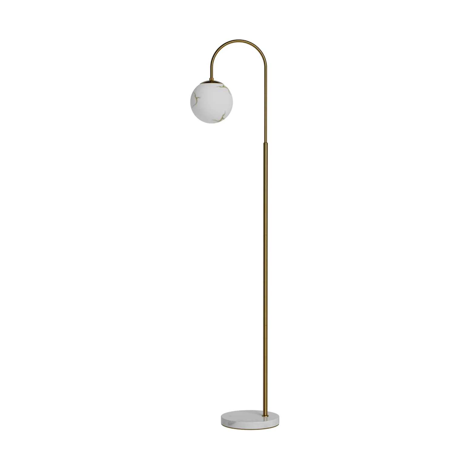 Bellagio gulvlampe, messingfarvet/hvid, glas, E27 – By Rydéns - Stue - Metal - Med én lyskilde