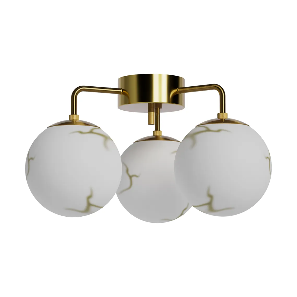 Bellagio loftlampe, messing/hvid, 3 lyskilder, glas – By Rydéns - Stue - Med flere lyskilder