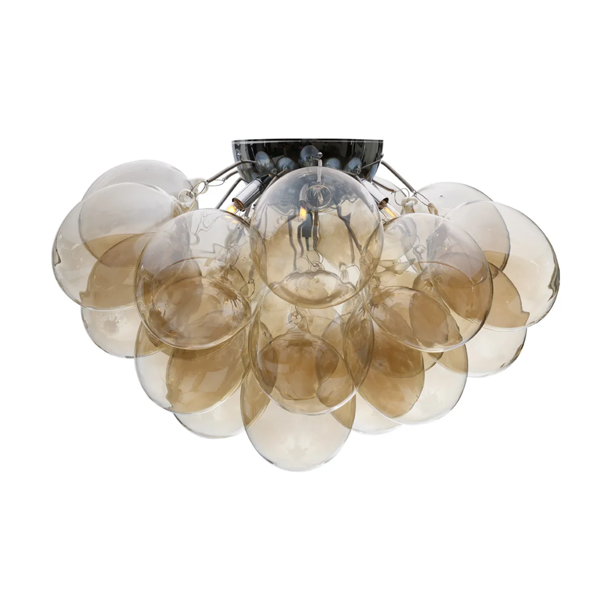 Stor loftlampe, ravfarvet, glas, Ø 70 cm – By Rydéns Gross - Stue - Med flere lyskilder