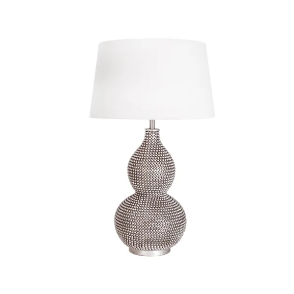 Lofty bordslampa, satin/white, lampfot i metall
