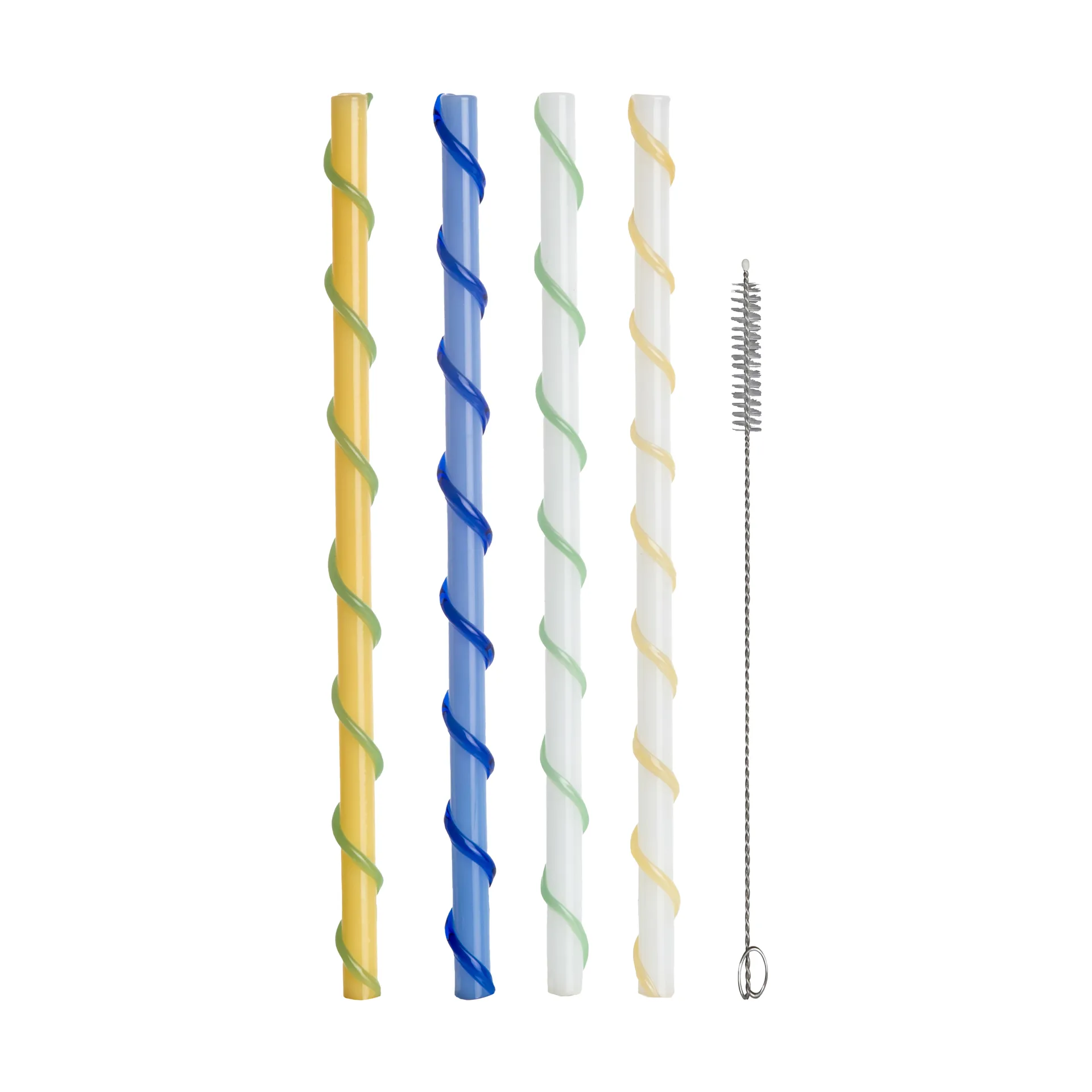 Byon Celebrate pailles longues 4 pièces Bleu-blanc-jaune-vert