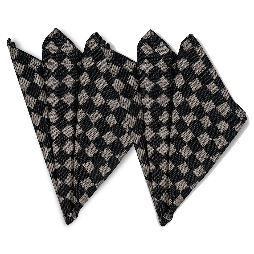 Byon Serviette en tissu Checki Lot de 2 Bleu
