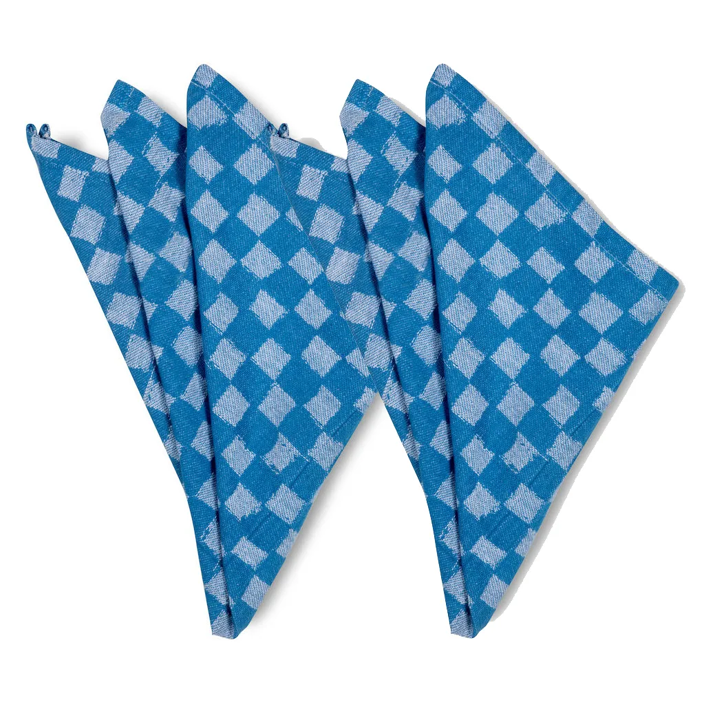 Byon Serviette en tissu Checki Lot de 2 Bleu — vue 4