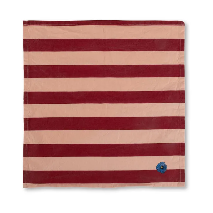 Byon Serviette Leya Stripe cm, lot de 2 Rouge-rose