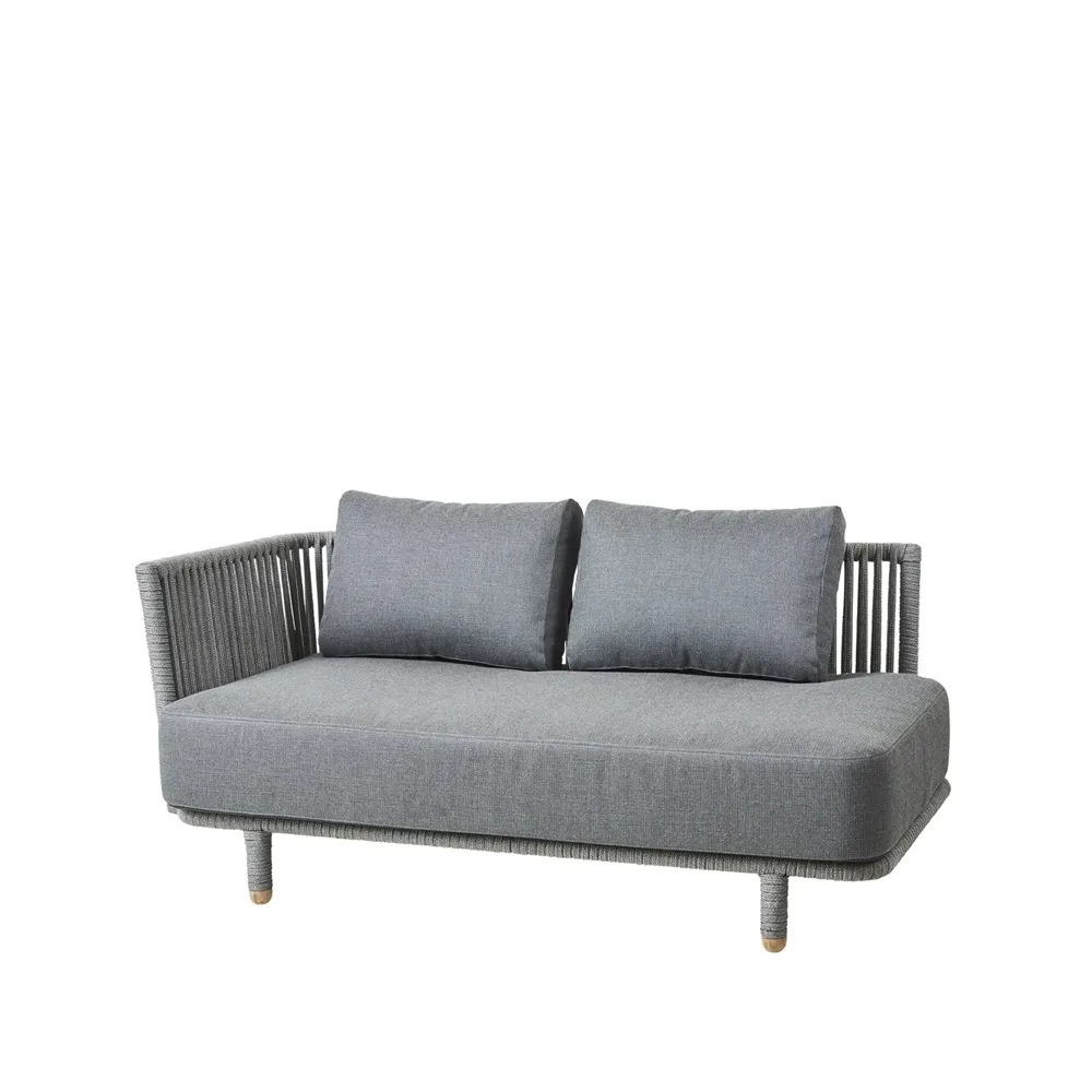 Cane-line Canapé modulaire Moments 2 places gris, droite,Cane-Line soft rope