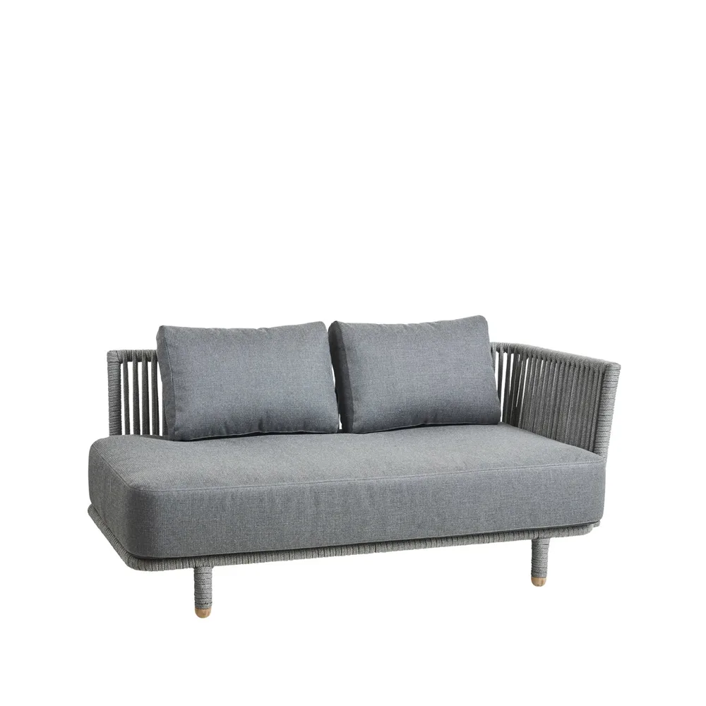 Cane-line Canapé modulaire Moments 2 places gris, gauche, Cane-Line soft rope