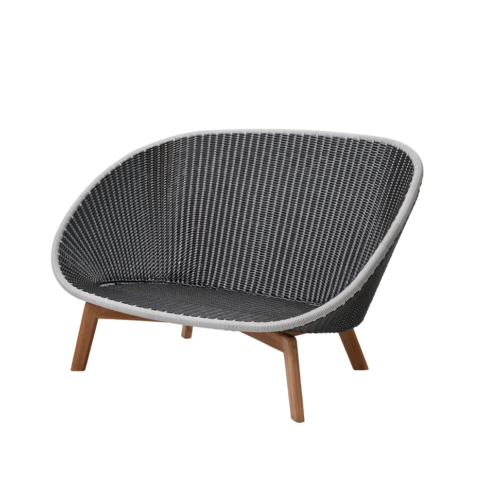 Cane-line Canapé Peacock Weave 2 places grey/light grey, pieds en teck