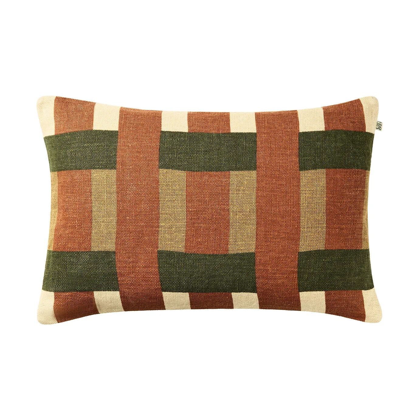 Chhatwal & Jonsson Benaras pudebetræk Apricot Orange-Khaki-Cactus Green, 40x60 cm