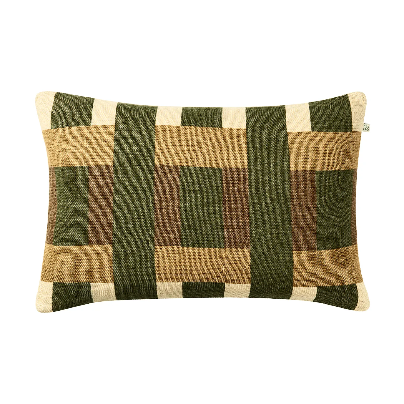 Chhatwal & Jonsson Benaras pudebetræk Cactus Green-Taupe-Khaki, 40x60 cm billede