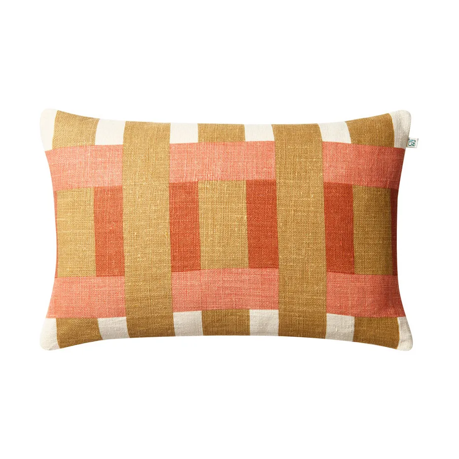 Chhatwal & Jonsson Coussin Benaras Khaki-rose-apricot orange, cm