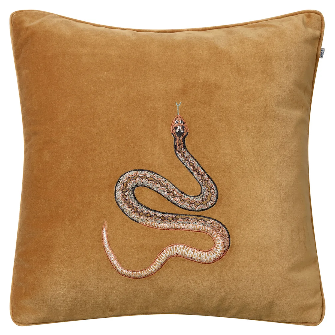 Chhatwal & Jonsson Housse de coussin brodée Cobra cm Jaune masala