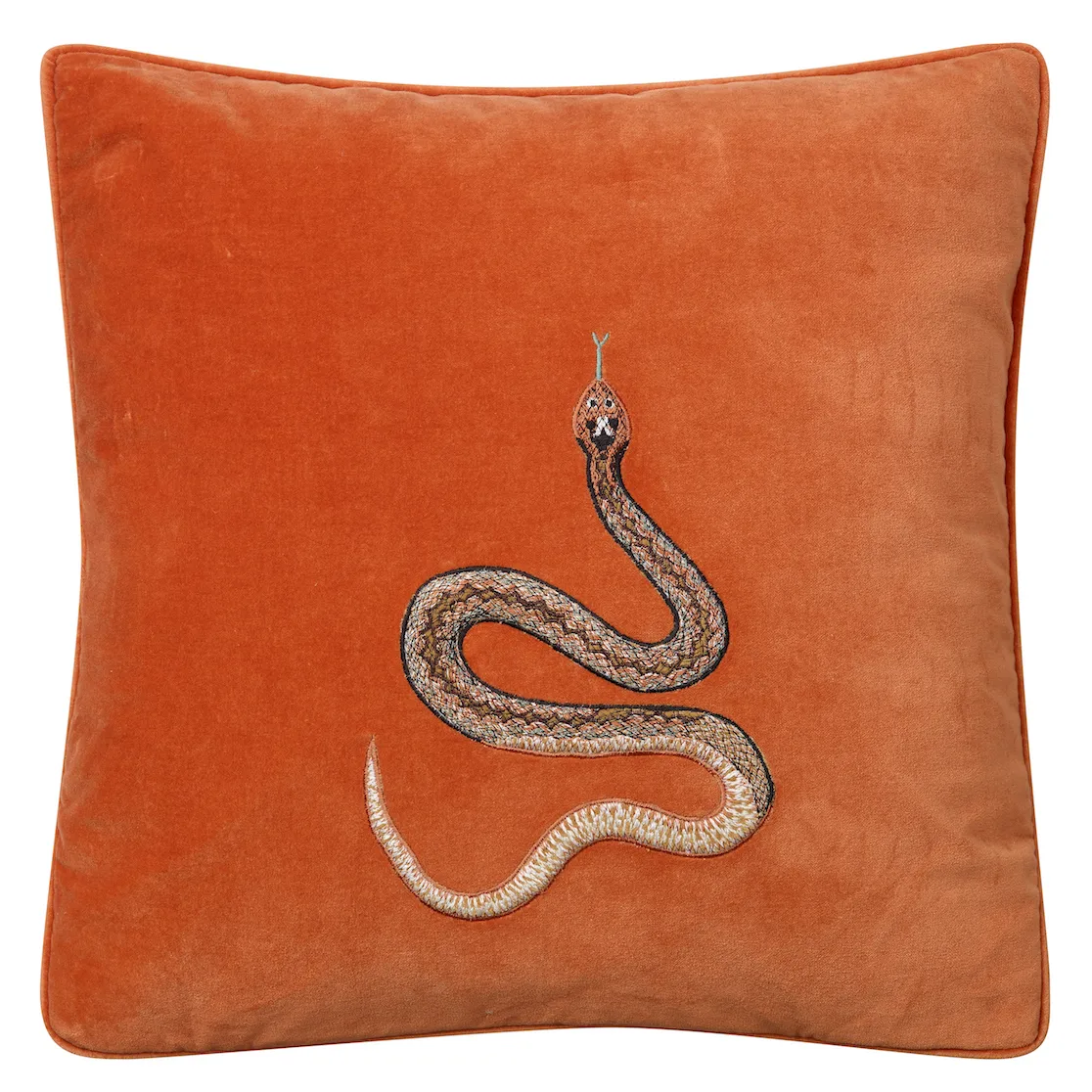 Chhatwal & Jonsson Housse de coussin brodée Cobra cm Orange