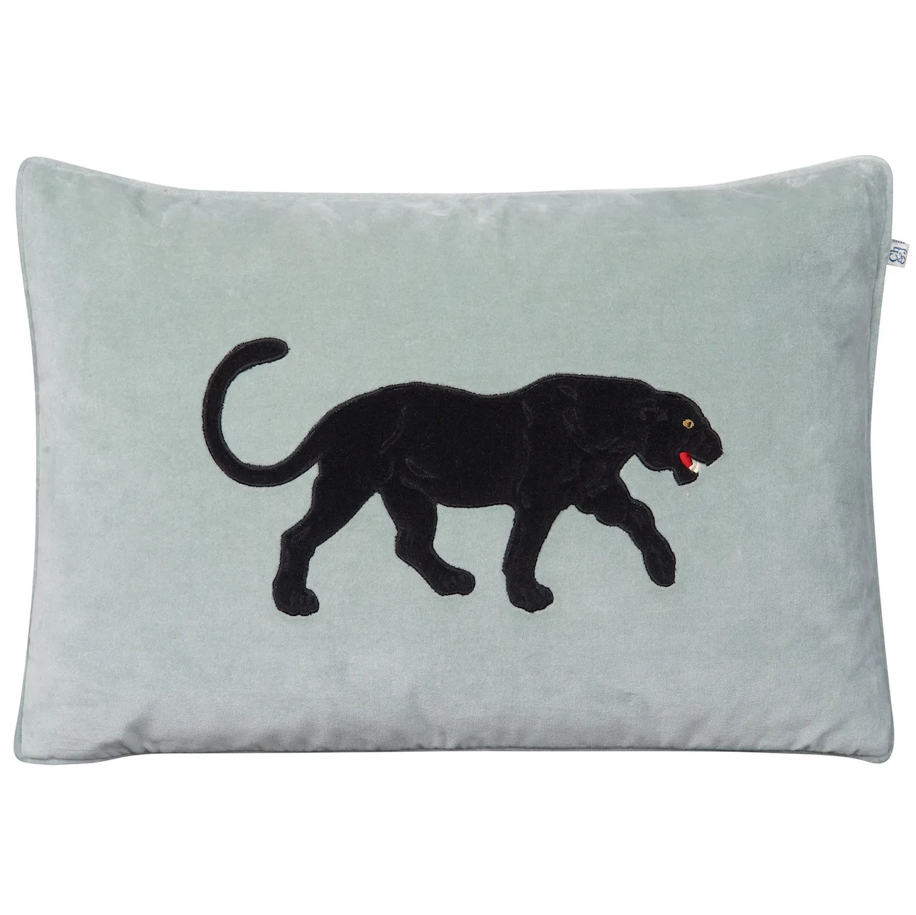 Chhatwal & Jonsson Housse de coussin brodée Panthère Noire cm Aqua