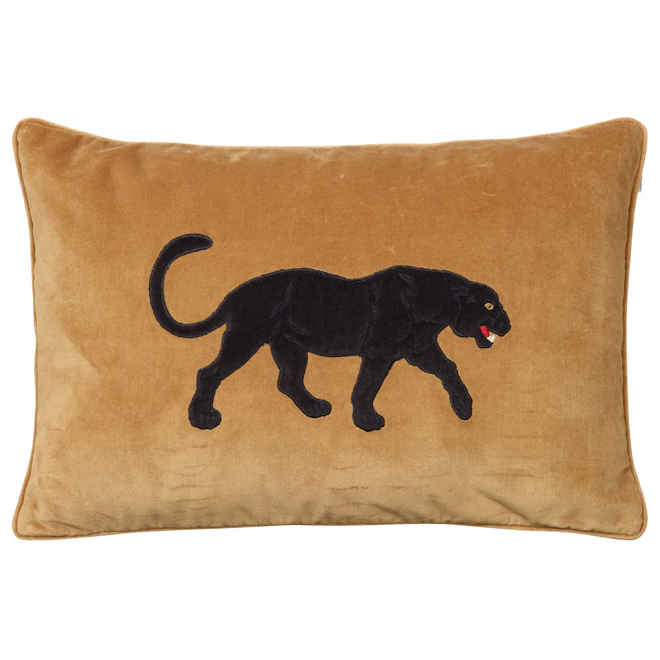 Chhatwal & Jonsson Housse de coussin brodée Panthère Noire cm Jaune masala