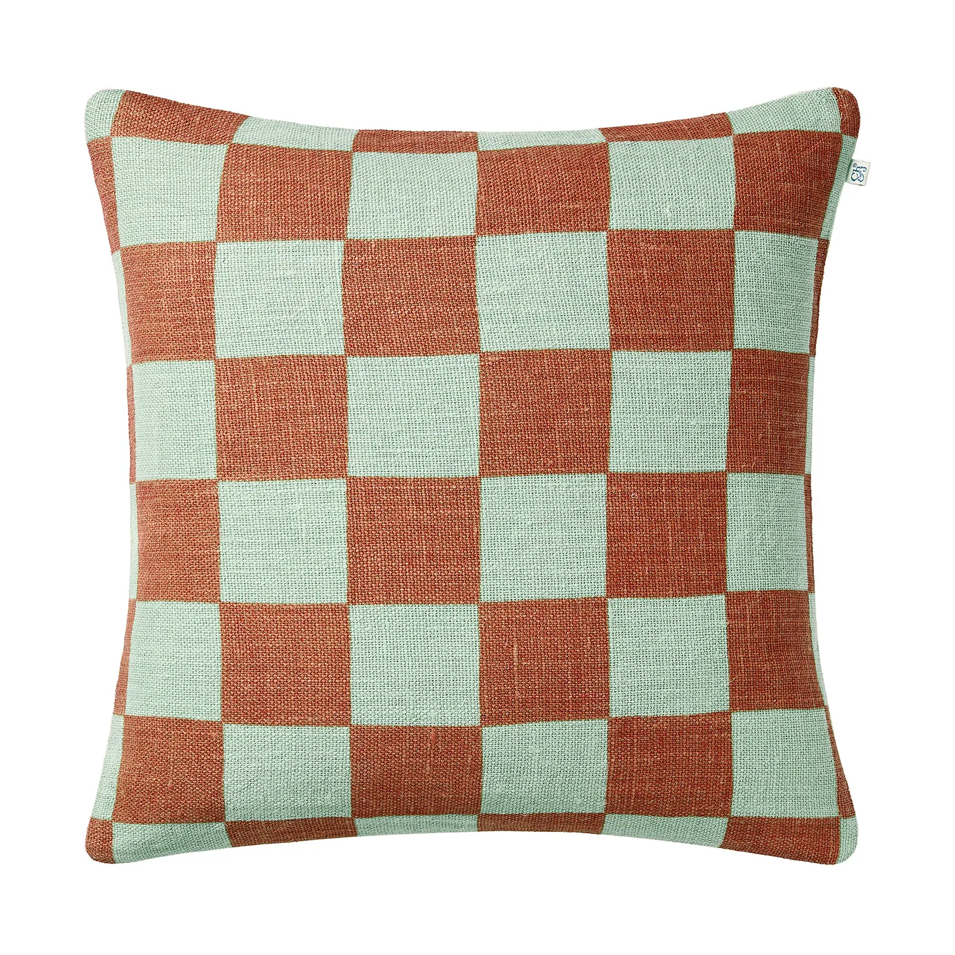 Chhatwal & Jonsson Housse de coussin Buffalo Check Aqua-apricot orange, cm