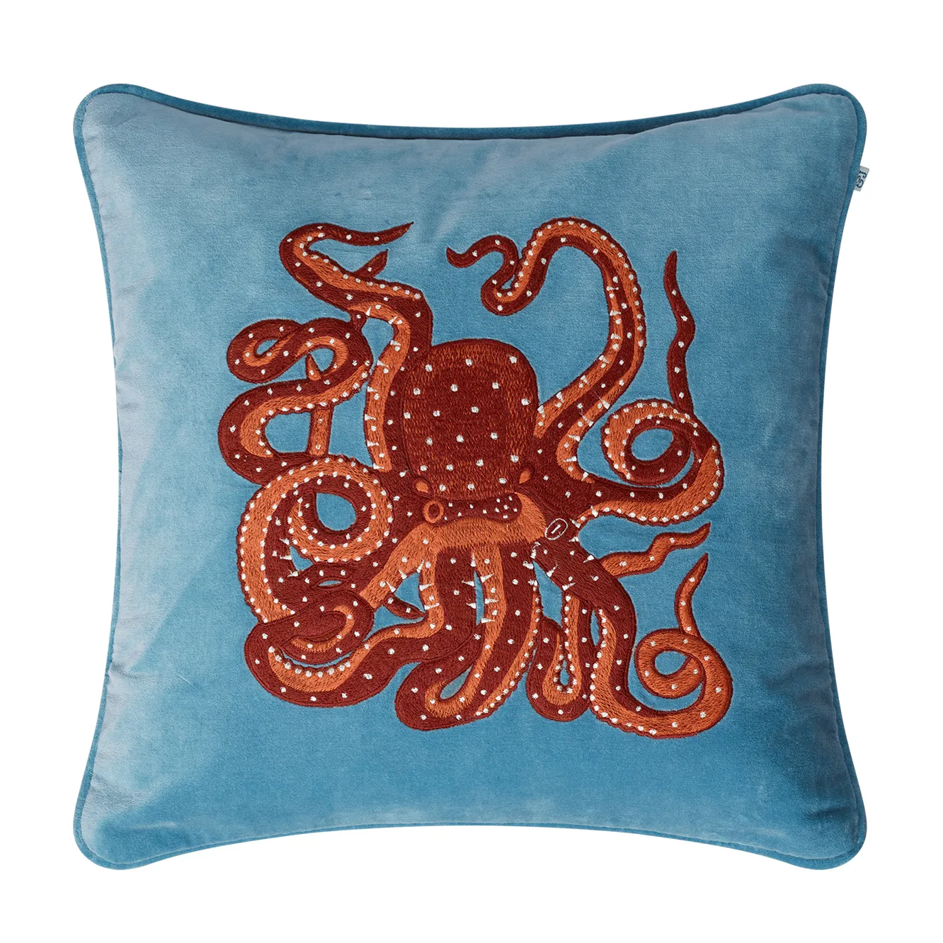 Chhatwal & Jonsson Taie Embroidered Octopus cm Heaven blue-orange-rose