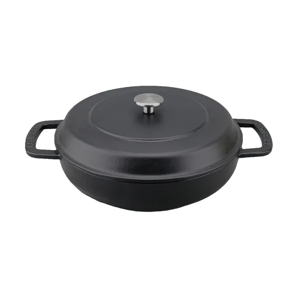 Combekk Enameled traktörpanna gjutjärn Ø28 cm, Black-silver knob