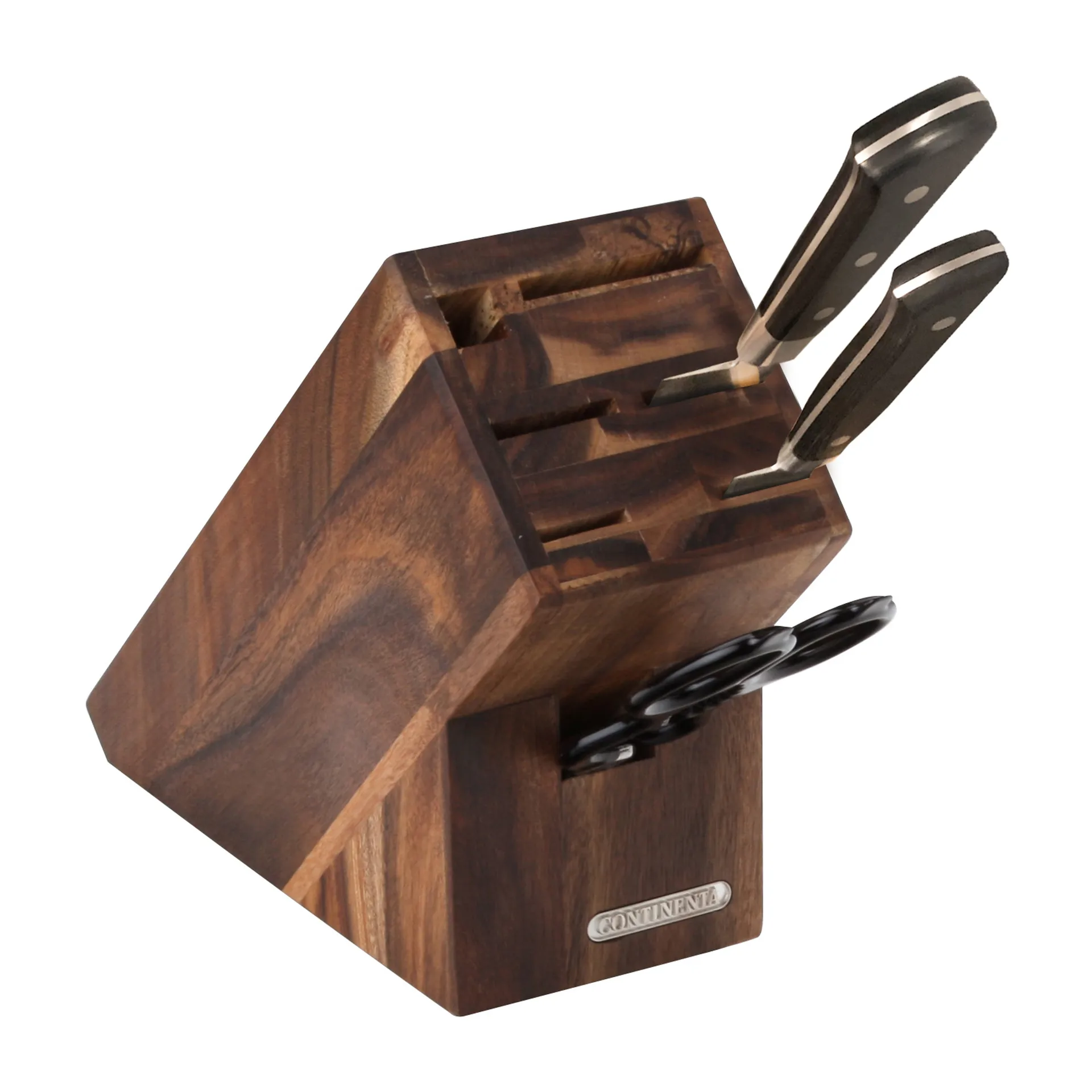 Continenta Knivblock akacia f&ouml;r 5 knivar, bryne och sax 9,5x22 cm