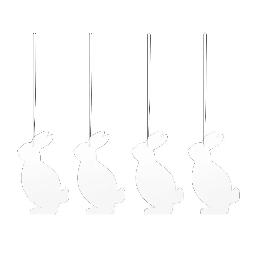 Cooee Design Décoration de Pâques Easter Deco lièvre Lot de 4 White