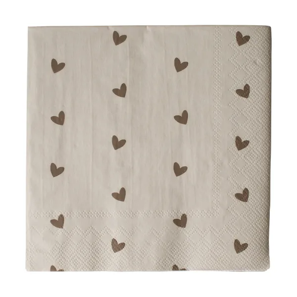 Heart pappersservett 33x33 cm 20-pack, Brown