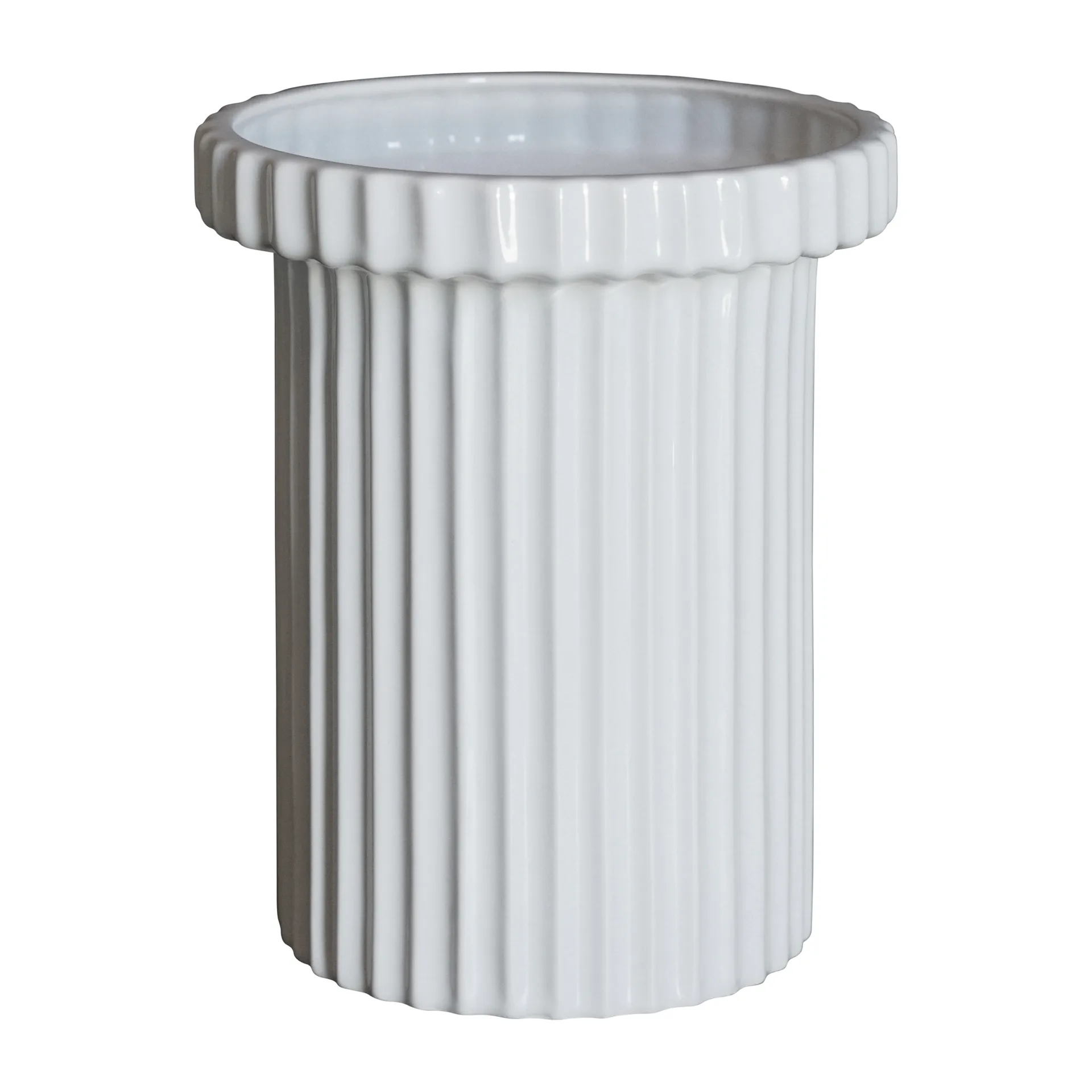 DBKD Stripe kruka liten h18 cm &Oslash;12 cm Shiny white