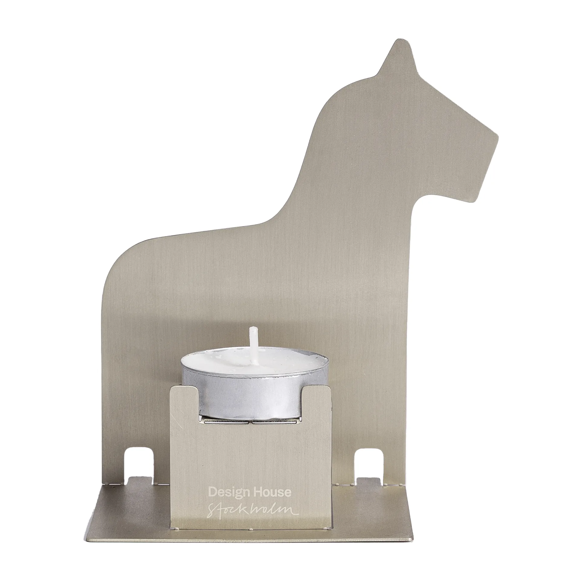 Design House Stockholm Porte-bougie pop-up cheval de Dalécarlie Acier inoxydable