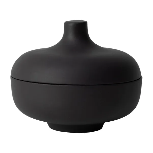 Sand skål med lock M Ø12 cm, Black clay