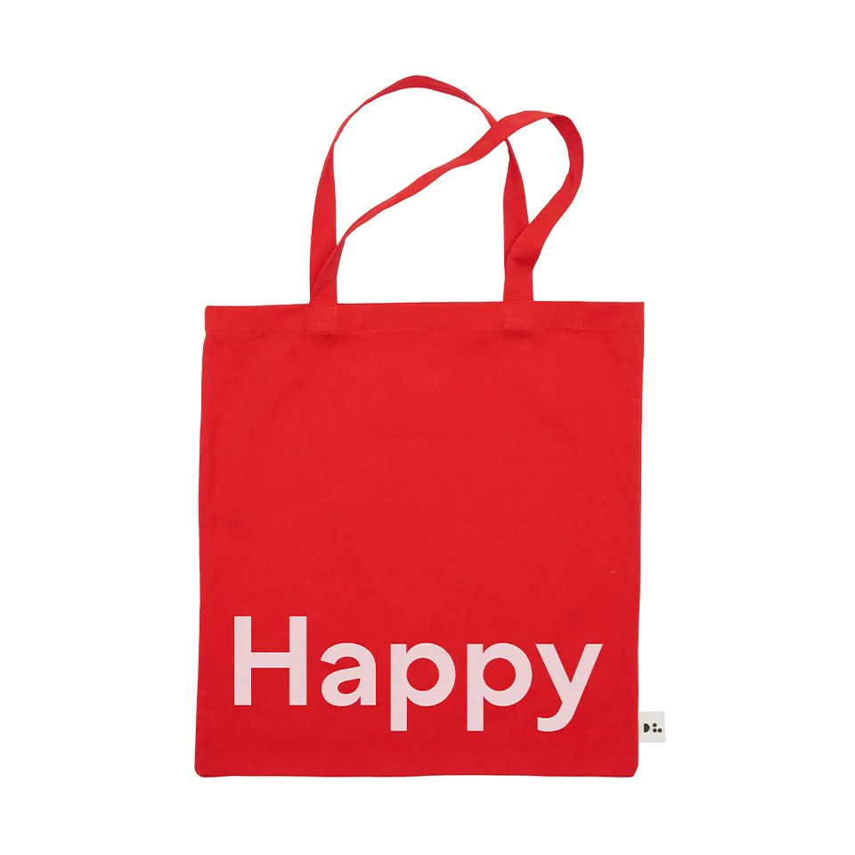 Design Letters Sac Tote bag Design Letters Happy-rouge
