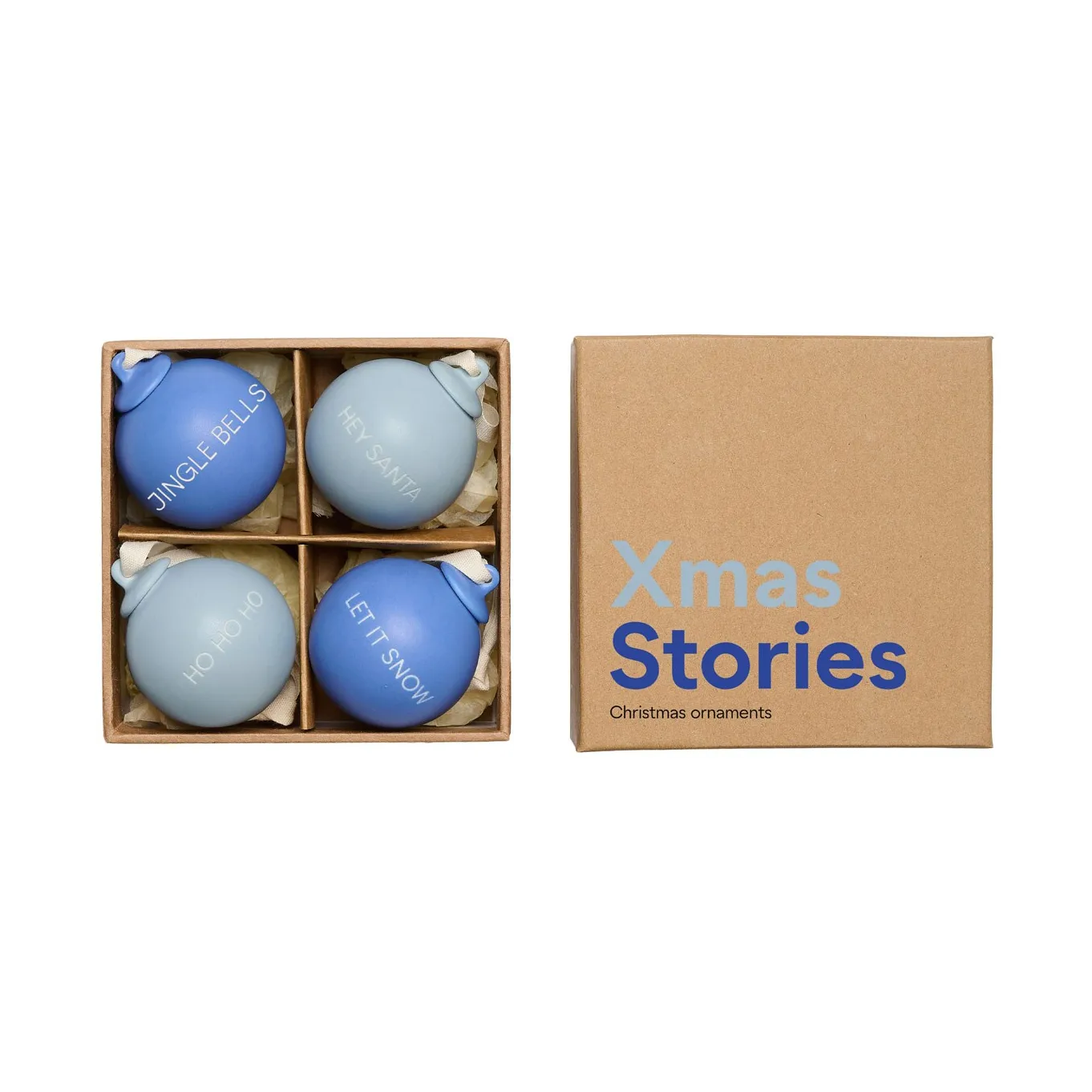 Design Letters XMAS Stories julekugle Ø4 cm 4 dele Cobalt blue-light blue