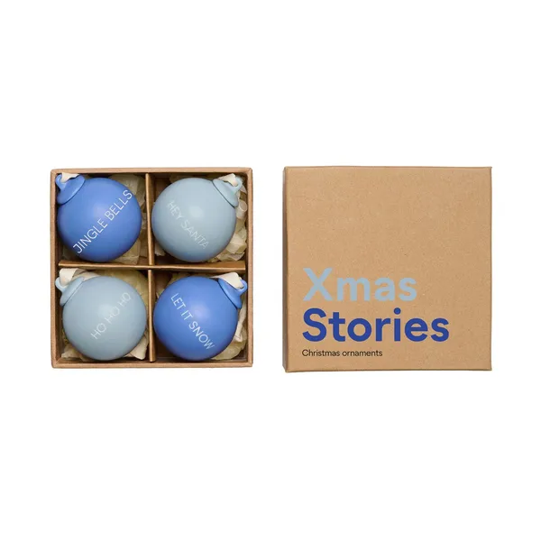 XMAS Stories julgranskula Ø4 cm 4 delar, Cobalt blue