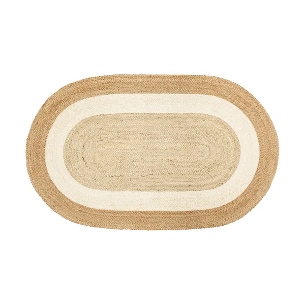 Elin striped oval jutematta 92x150 cm, Natural