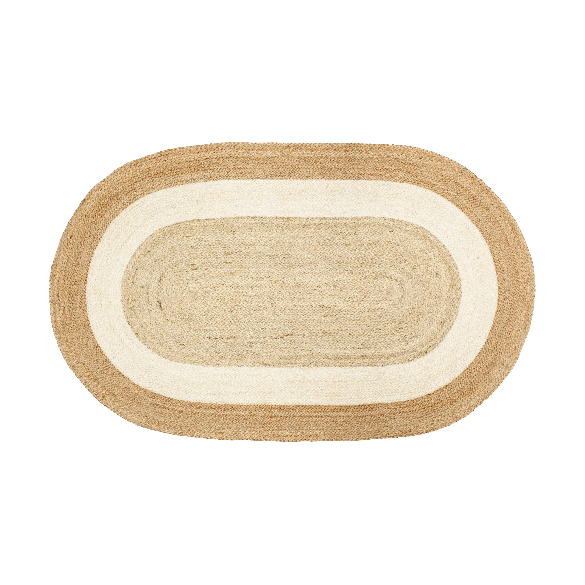 Dixie Elin Striped oval jutetæppe 92x150 cm Natural