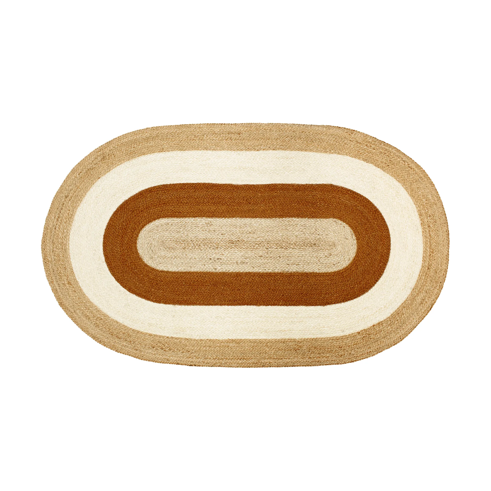 Dixie Tapis ovale en jute rayé Elin, cm Brique