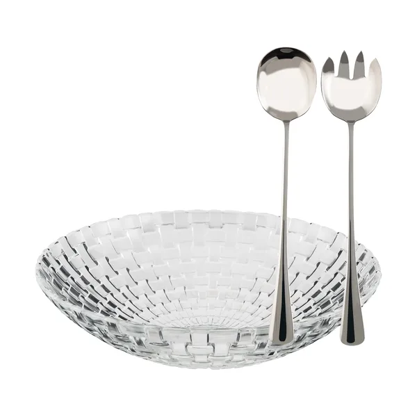 Glitter salladskålset, Glas-rostfritt stål, 3 delar