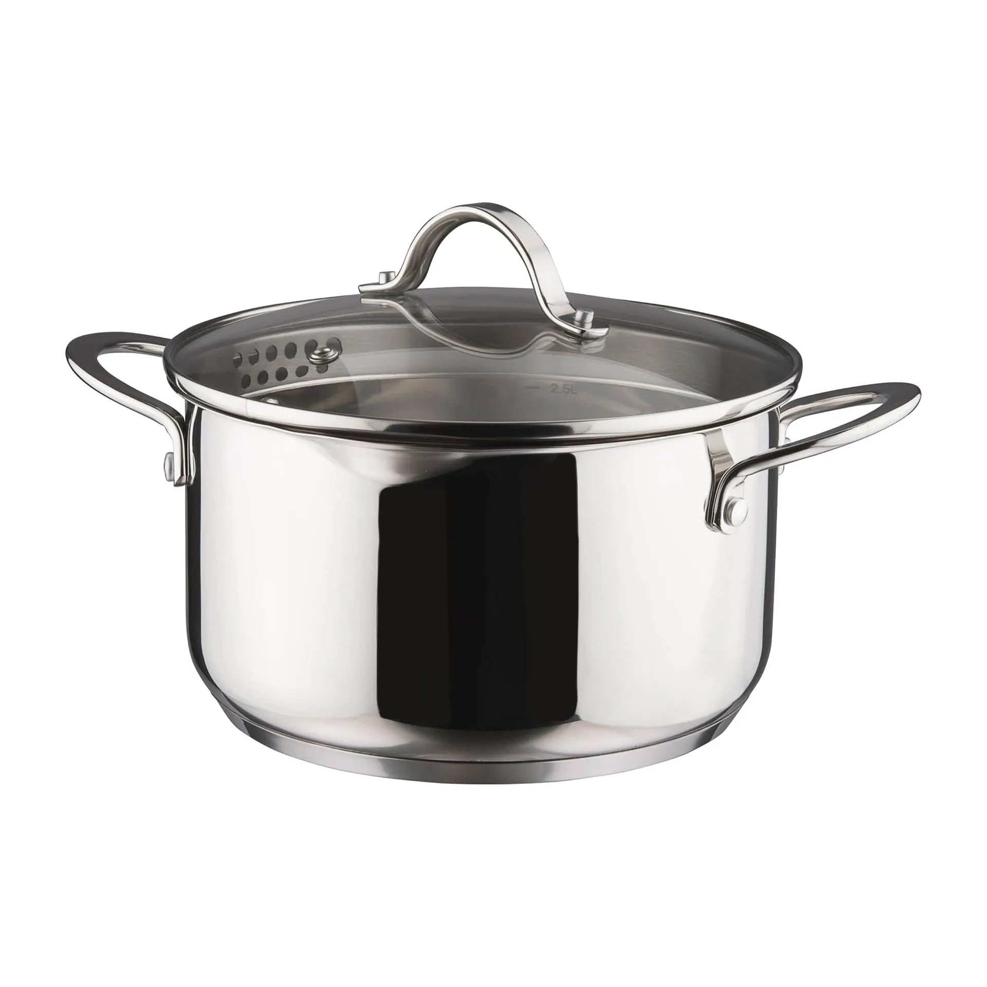 Dorre Kosmo gryta med glaslock 22 cm 3 L Rostfritt st&aring;l