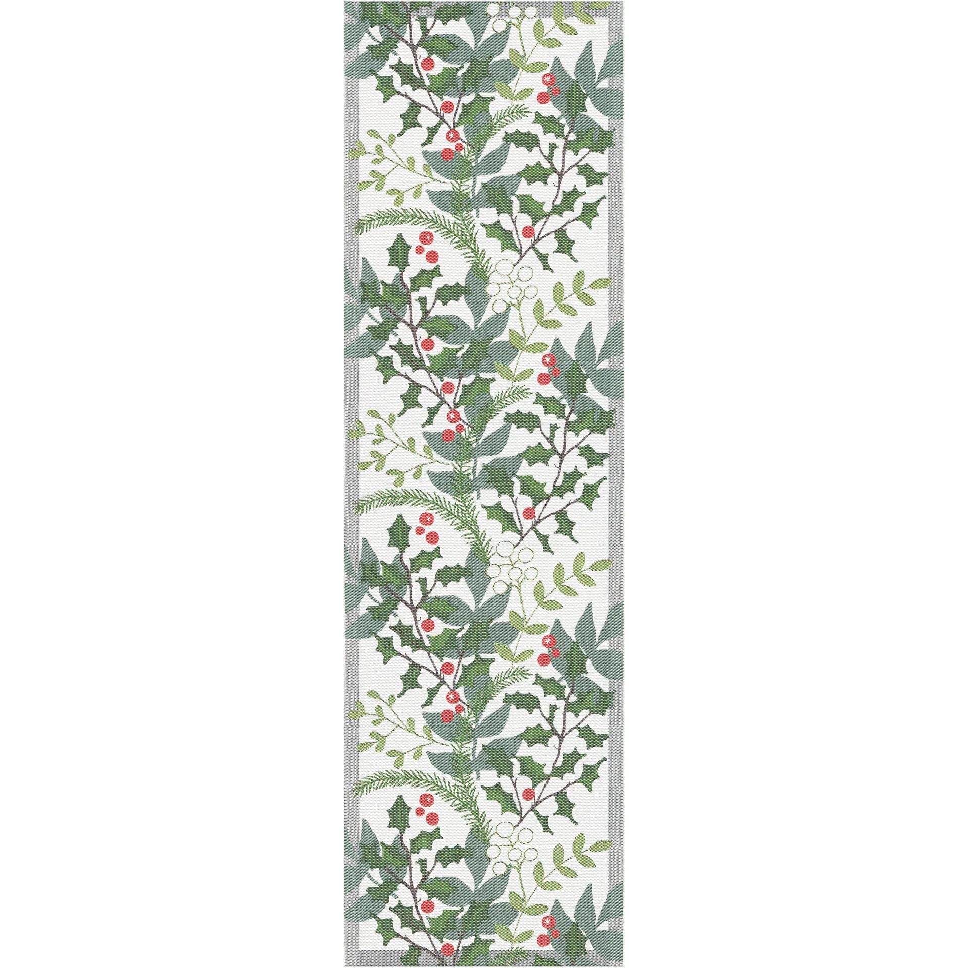 Ekelund Linneväveri Julia bordløber 35x120 cm Hvid/Grøn