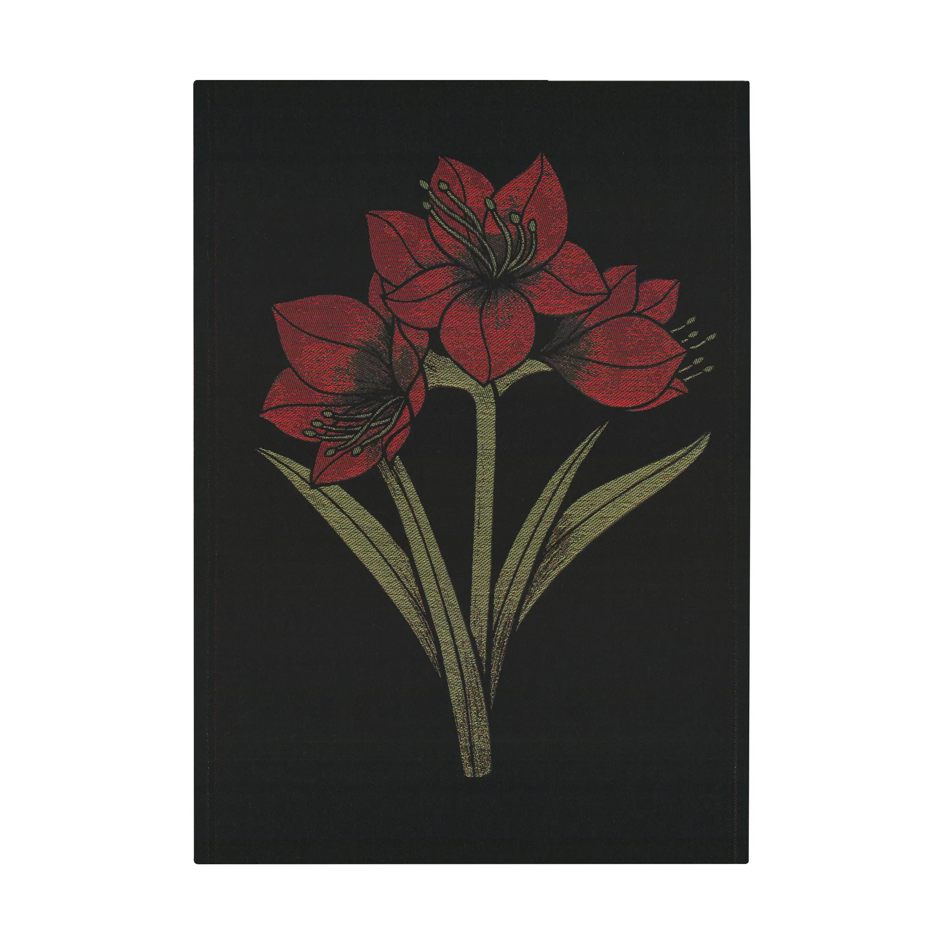 Ekelund Linneväveri Serviette de cuisine Kapamaryllis cm Noir-rouge