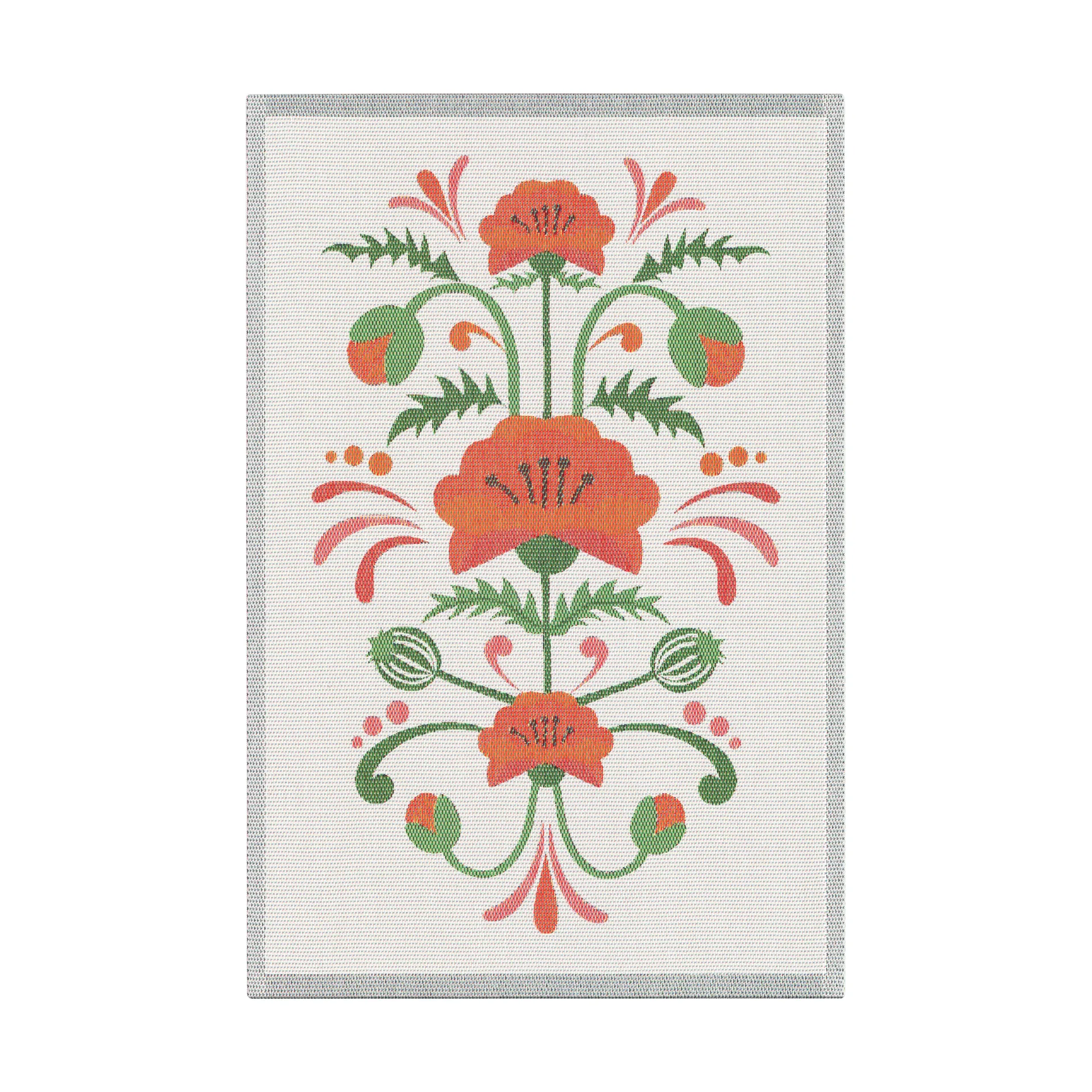 Ekelund Linneväveri Serviette de cuisine Lindas vallmo cm Orange-gris