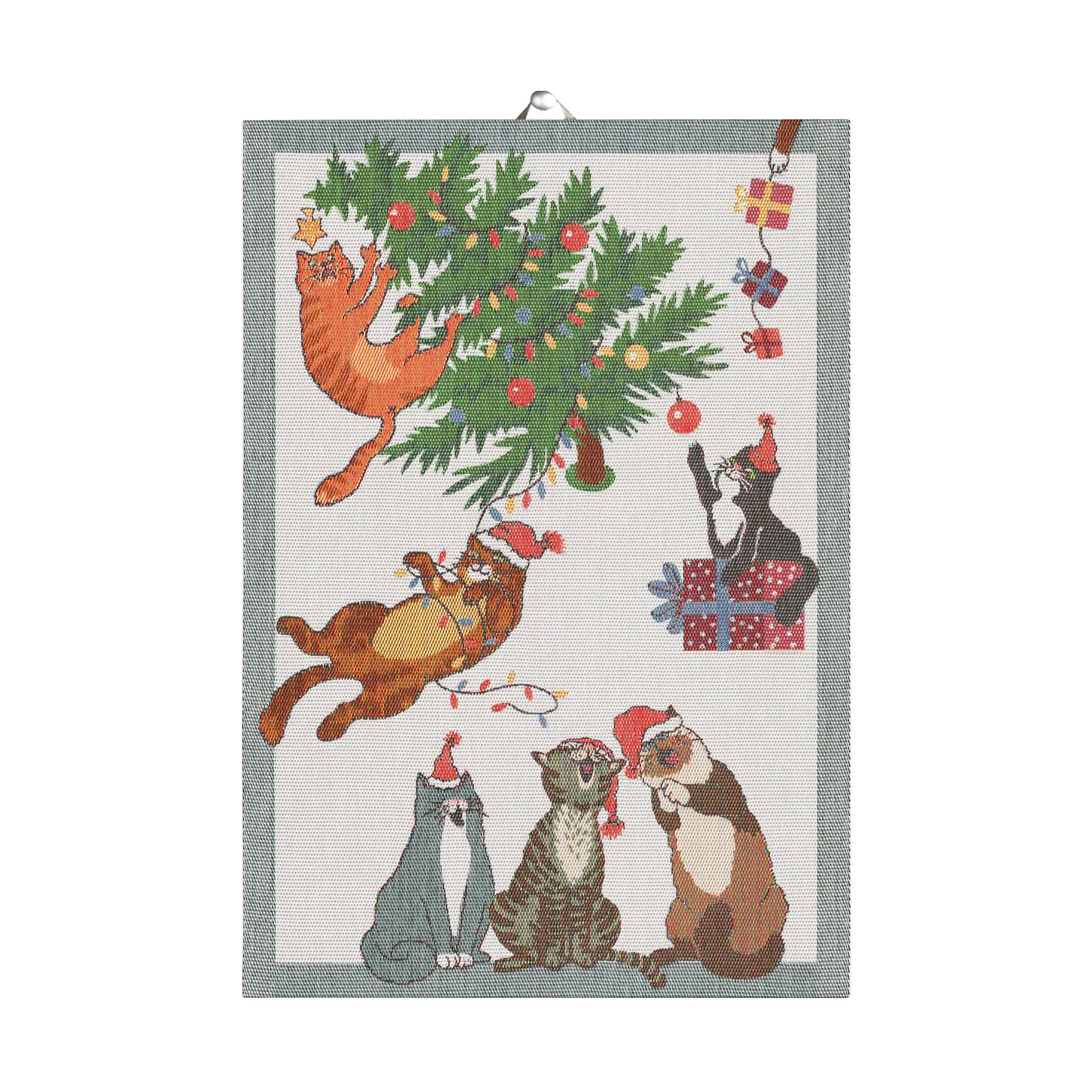 Ekelund Linneväveri Serviette de cuisine Purr-fect Christmas cm Multi