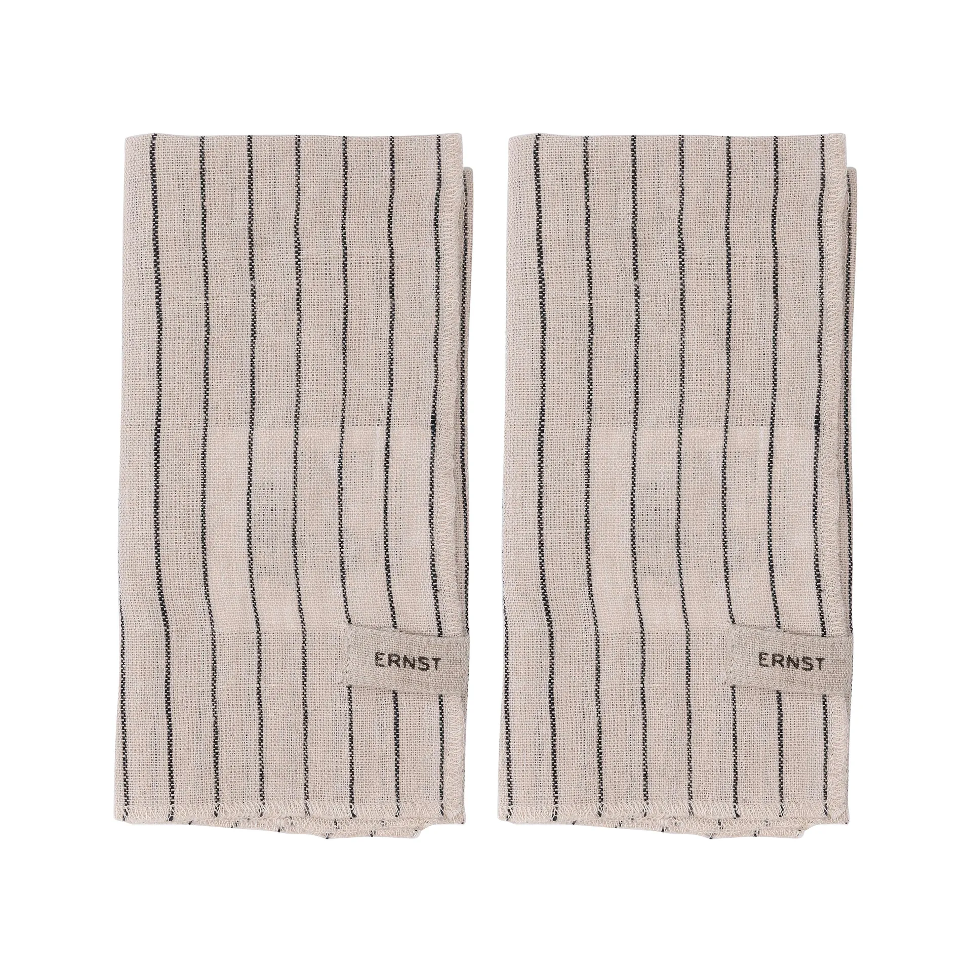 ERNST Ernst servietter 2-pak stribet 40x40 cm Sort/Beige