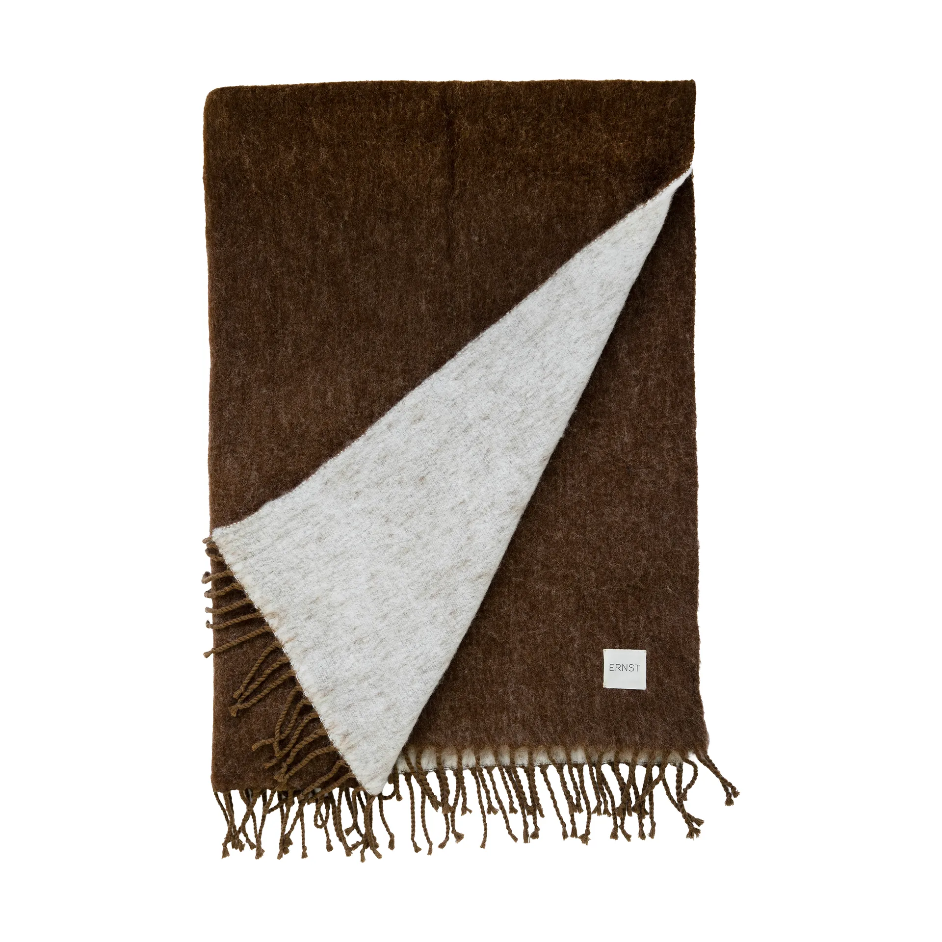 ERNST Plaid Ernst avec franges cm Caramel-blanc