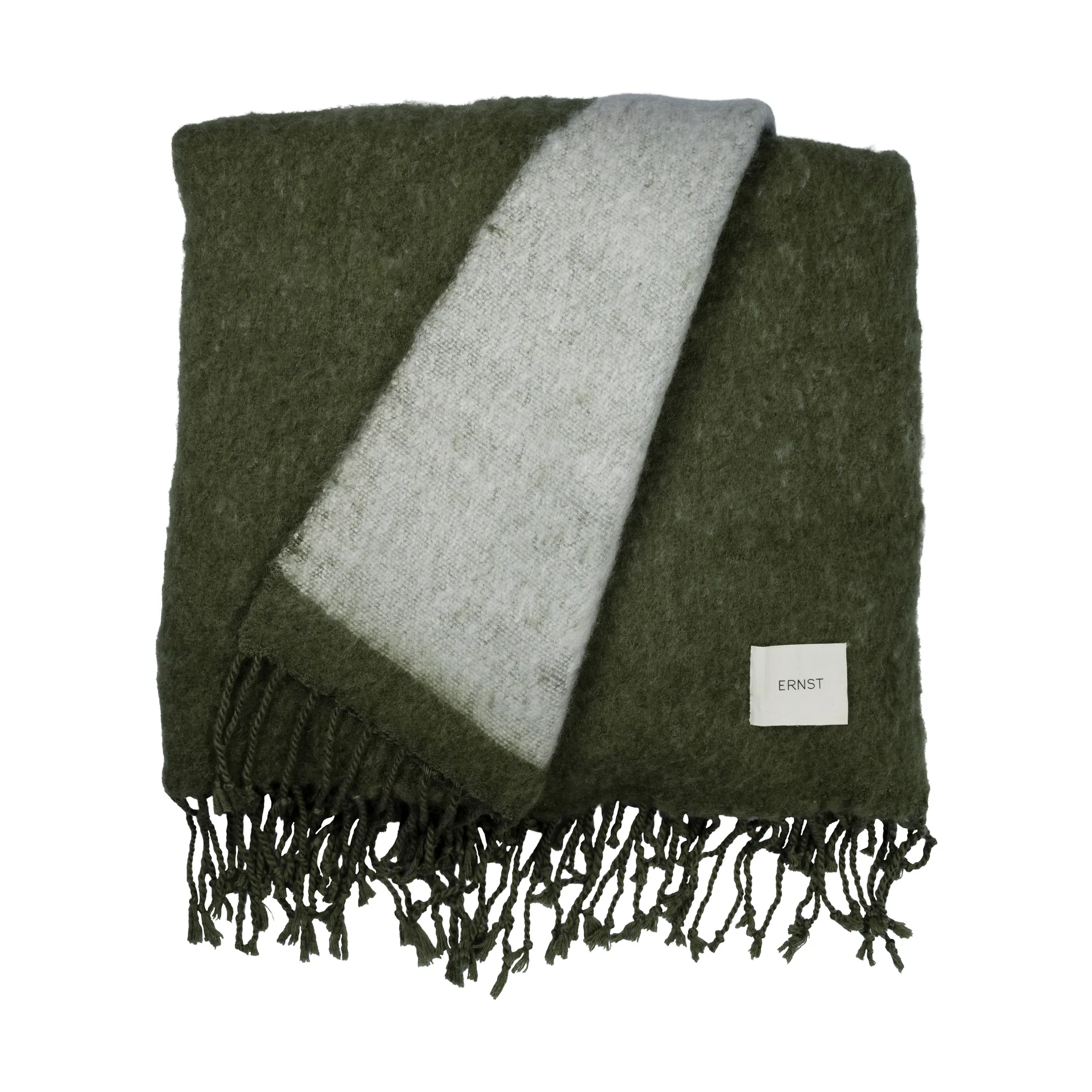 ERNST Plaid Ernst avec franges cm Vert-blanc