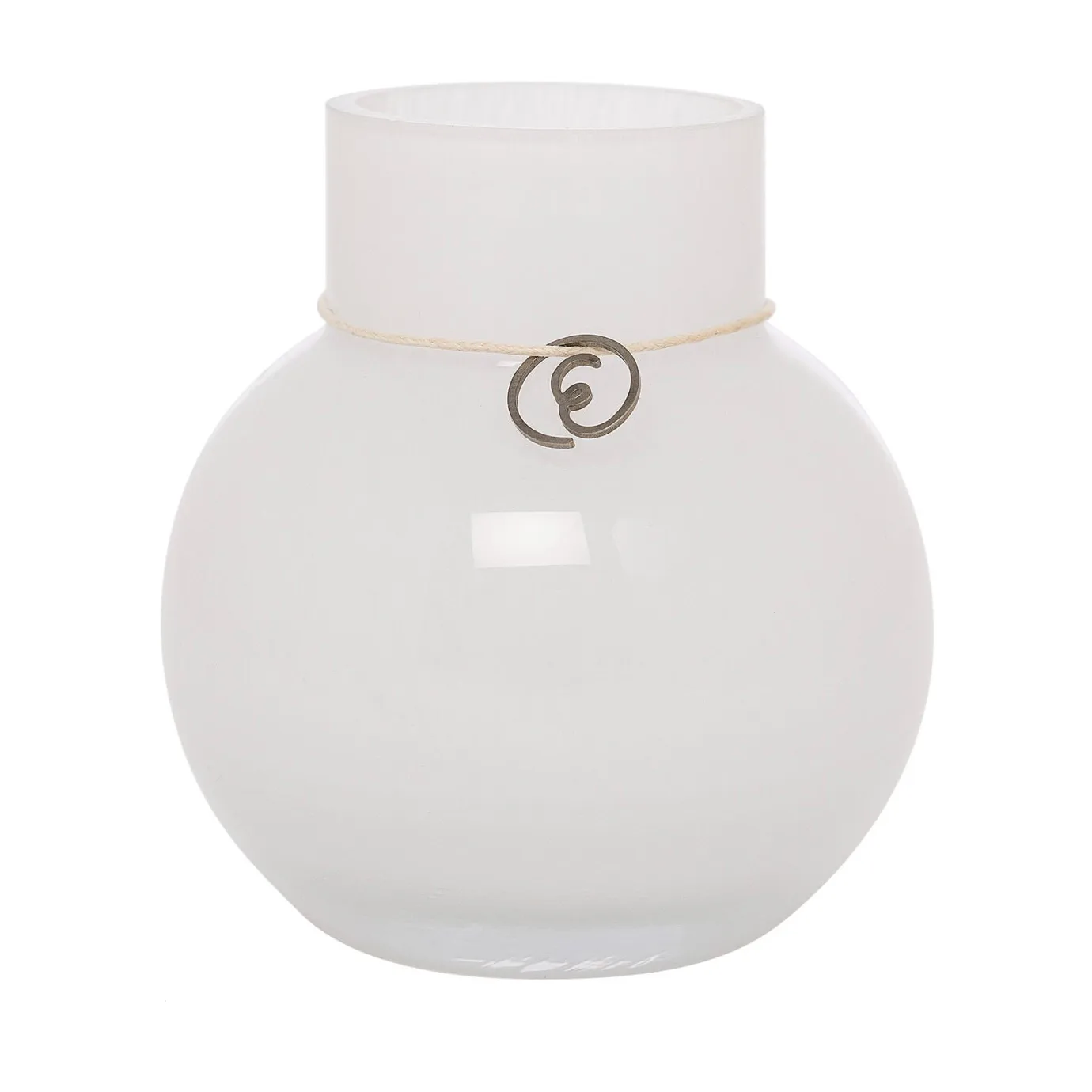 ERNST Vase en verre Ernst rond et blanc H10 cm Ø9 cm