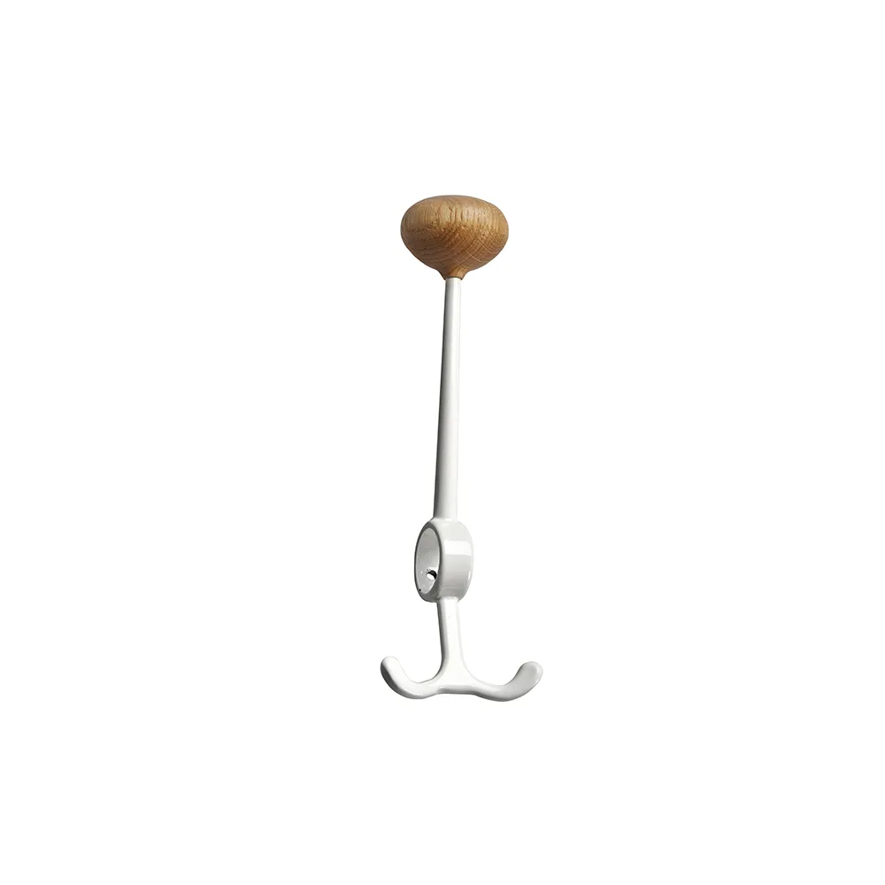 Essem Design Patère Oskar blanc, bouton en chêne