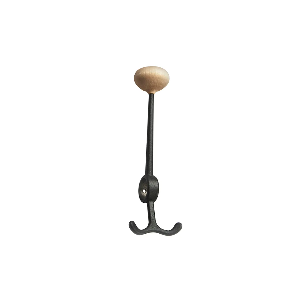 Essem Design Patère Oskar noir, bouton en bouleau
