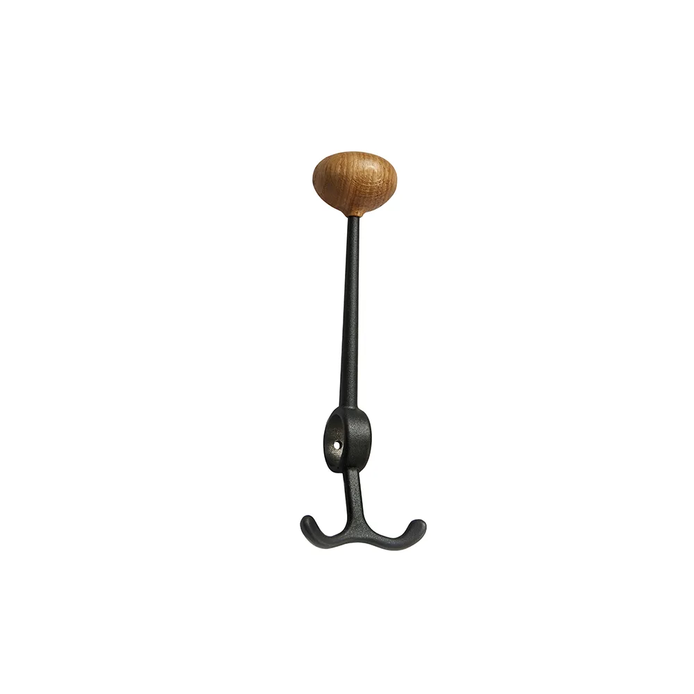 Essem Design Patère Oskar noir, bouton en chêne