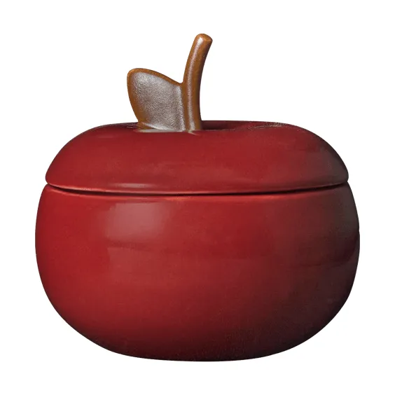 keramikskål med lock, Deep red, Ø9,5 cm